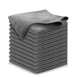 Generic Premium Microfiber Cleaning Cloths, 16x16 inches, Ultra-Soft, Lint-Free, Highly Absorbent, 12 Pack, Gray