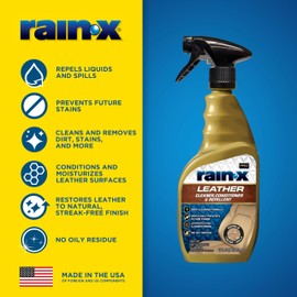 Rain-X 620236SRP Leather Cleaner Conditioner & Repellent for Car Interiors, Cleans + Repels while Moisturizing, Restores Leather to Natural, Fresh Scent without Residue 16 Fl Oz.