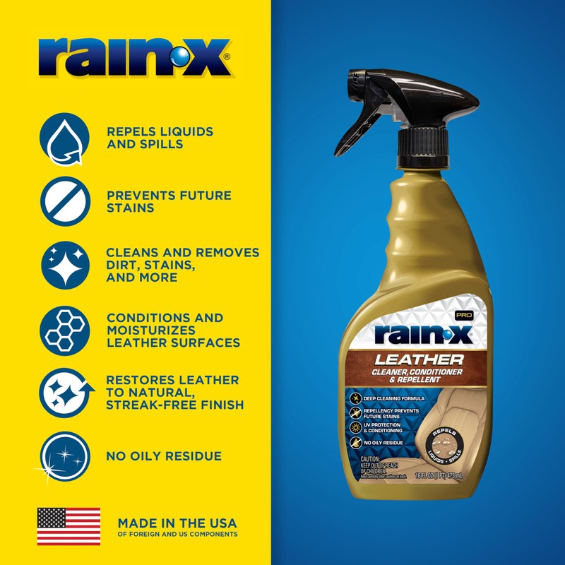 Rain-X 620236SRP Leather Cleaner Conditioner & Repellent for Car Interiors,