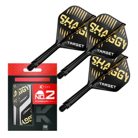 TARGET Darts Scott Williams K Flex Flights and Shaft System, No.2 | Pack of 3 Kflex All In One Flights, Player Edition Darts Accessories | K-Flex Dart Stem – Intermediate (26mm)