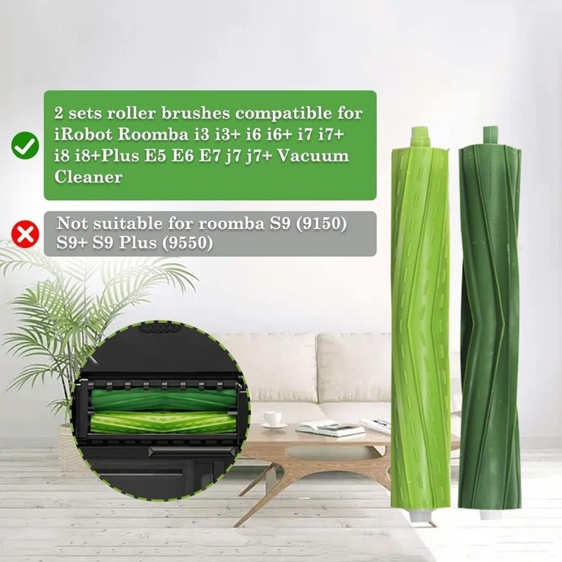 GIBTOOL Replacement Rubber Roller Brushes Compatible for iRobot Roomba E