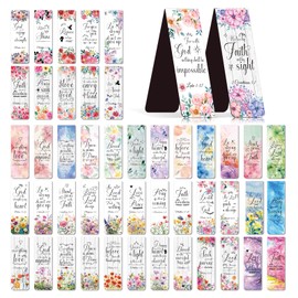 Wxiben Bible Verse Magnetic Bookmark - 48Pcs Floral Inspirational Magnetic Bookmark Christian Scripture Book Mark Magnets Motivational Flower Page Marker Clip for Women Students Teacher School Gifts