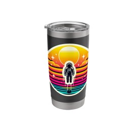 Retro Sun & Astronaut Design Vintage 80s Space Exploration Stainless Steel Insulated Tumbler
