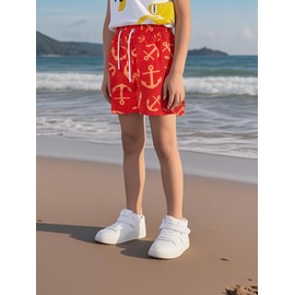 NATUST Boys' Printed Swimming Shorts with Mesh Lining Beach Shorts, orange