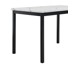Roundhill Furniture Noyes Metal Dining Table with Laminated - Off White
