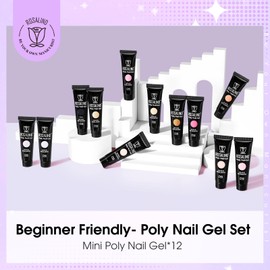 ROSALIND Poligel for Nails Quick Extension Building Poly Nail Gel 10 ml, 12 Colours UV LED Poly Nail Gel, Gel Nail Art Nail Construction Gel Set for Beginners, Professional Salon