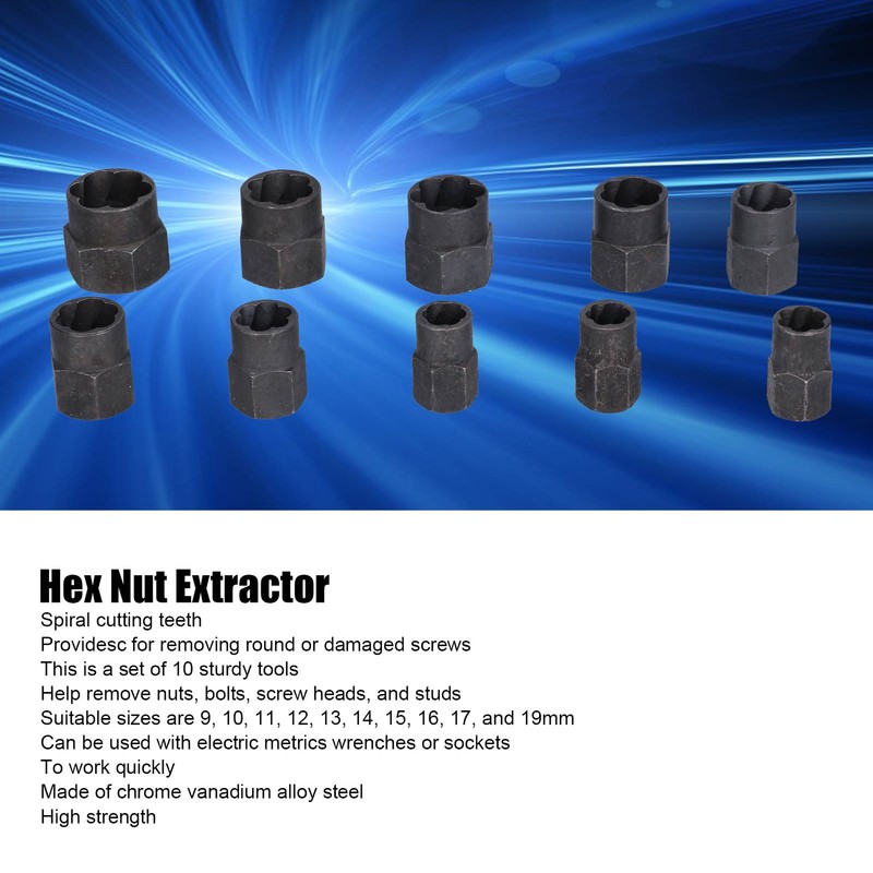 10Pcs Broken Nut Extractor Hex Remover Disassembling Tool Industrial Accessories