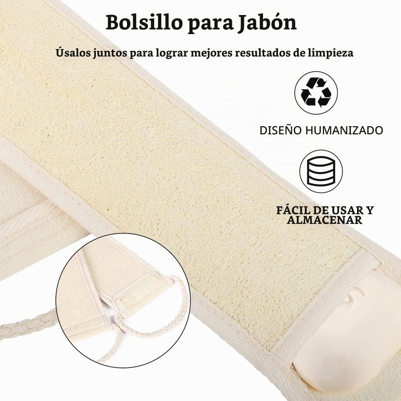 Esponja de Lufa Natural 3 Piezas – Juego Completo para