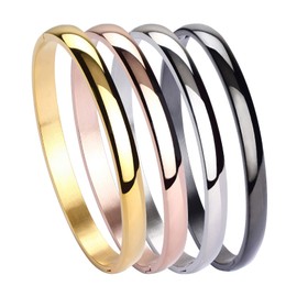 MILAKOO Women's Set of 4 Silver/Gold/Rose Gold Stainless Steel Bracelet Bangle Set 6mm…