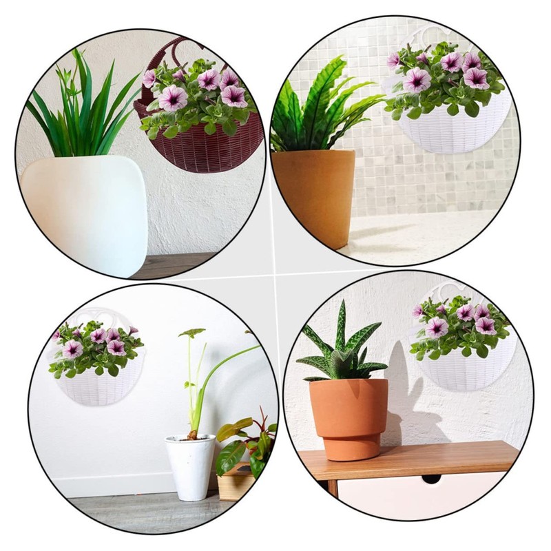 VICASKY 2Pcs Wall Mounted Simulated Rattan Flower Baskets Chic Home