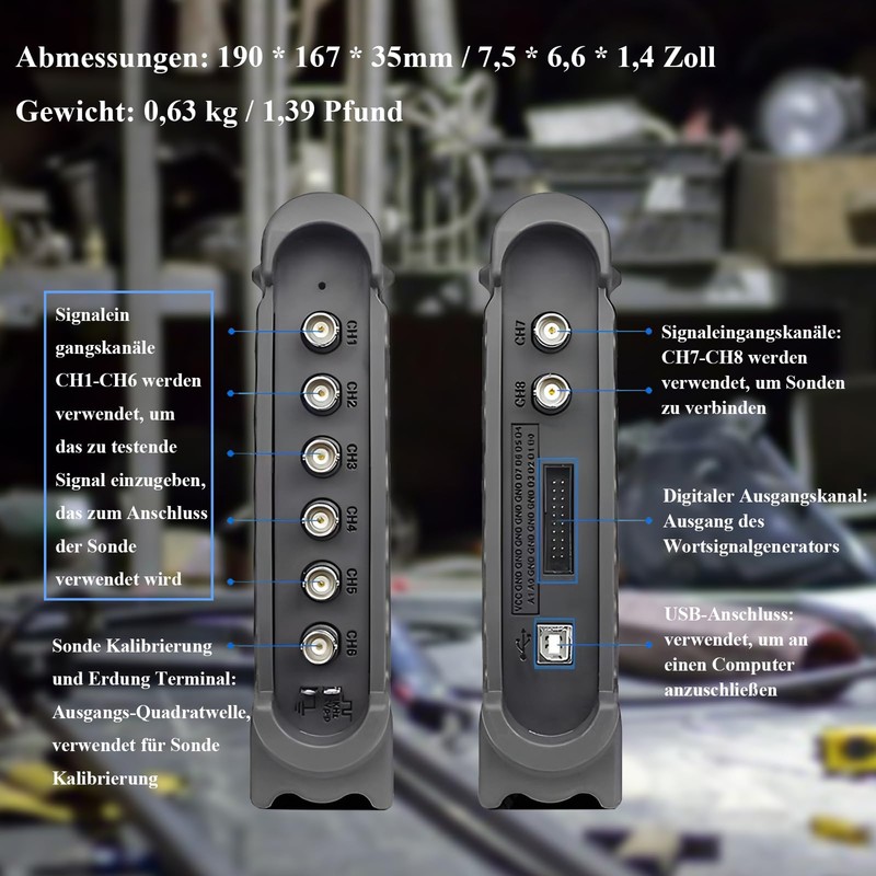Hantek 1008C PC USB 8CH Automotive Diagnostic Digital Oscilloscope/DAQ/Programmable Generator