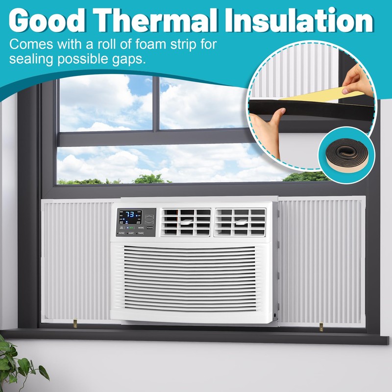 Chiligent Window AC Side Panel with Frame, Adjustable Air Conditioner