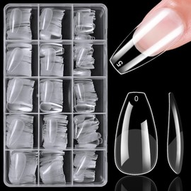 AddFavor Medium Coffin Nail Tips, 420pcs Gel Nail Tips Coffin Medium Fake Nails, Full Cover Clear Ballerina Gel Tips 15 Size Acrylic Nails Tips for Nail Extensions, Press on Nails Making