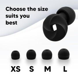 CYUK Silent - Ear Plugs for Sleep - Noise Cancelling Ear Plugs - Reusable Flexible Earplugs for Sleep - Travel - SNR 33dB Noise Cancelling, 8 Ear Tips in XS,S,M, L (Black, One Size)