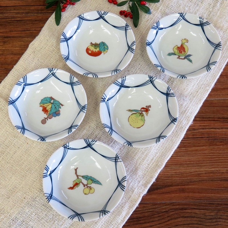 Kutani Ware Small Bowl, Stylish Tableware, Set of 5, Fruit