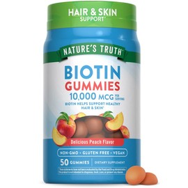 Nature's Truth Biotin Gummies Peach Flavor 10000mcg, 1 unit, 50 tablets / 네이쳐스 트루스 비오틴 구미 복숭아 맛 10000mcg, 1개, 50정