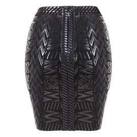 HLBandage Metallic Leather High Waist Bandage Skirt (XL, Black)