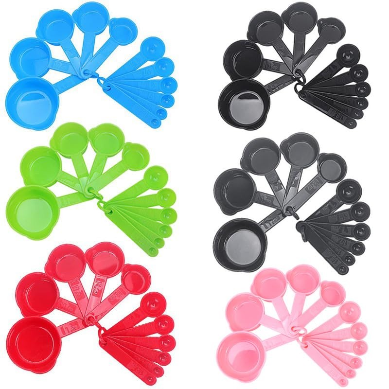 Hotsyang Pink Measuring Cups and Spoons Set, Plastic Measuring Cups