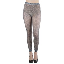 ToBeInStyle Women's Cheetah Print Fishnet Footless Opaque Leggings