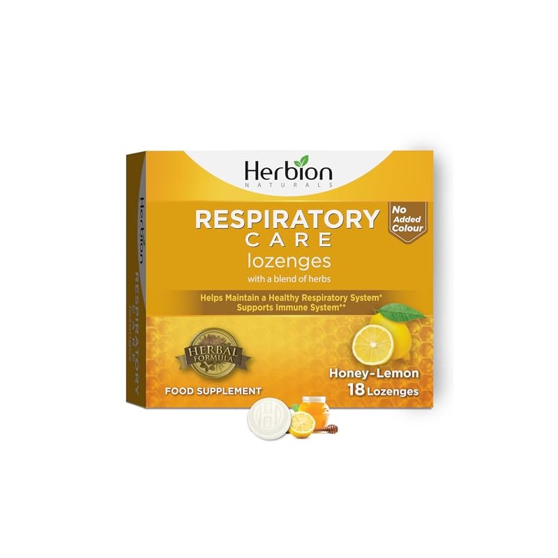 Herbion Respiratory Care Lozenges, Honey Lemon Flavour, Herbal Blend for