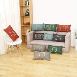 TRENDIN Merry Christmas Throw Pillow Cover 20 x 12 mas Decorations Cotton Linen Winter Black Believe Season Holiday Cushion Cover for Christmas Decor Sofa Couch PL589TR