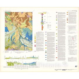 Historic Pictoric Map : Geologic map of The Tower Junction Quadrangle, Yellowstone National Park, Wyoming and Montana, 1975 Cartography Wall Art : 24in x 20in