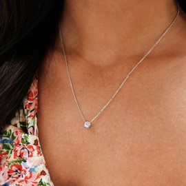 Aneneiceera Cubic Zirconia Choker Necklace Silver Round Crystal Necklace Chain Tiny Dot Necklace Wedding Jewellery for Women and Girls