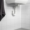 RANNILEN Water Trap P-Trap Drain Plumbing 1 Bowl White Bathroom