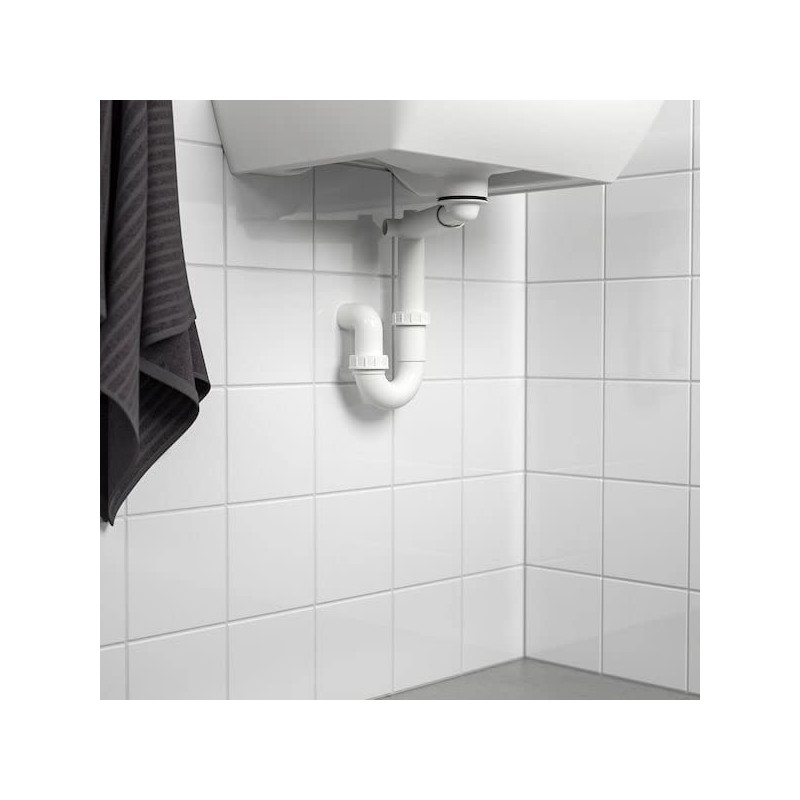RANNILEN Water Trap P-Trap Drain Plumbing 1 Bowl White Bathroom