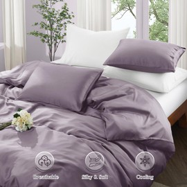 Horbaunal Tencel Lyocell Duvet Cover King Size 3 Piece - Lavender Silky Cooling Duvet Cover Set for Hot Sleeper - Natural Eucalyptus Lyocell Fiber - Breathable & Ultra-Soft Bedding Set - 90" x 104"