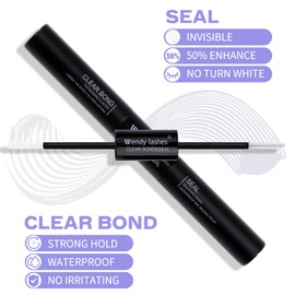 Wendy Lashes Eyelash Glue Clear Lash Bond and Seal DIY Eyelash Extension Lash Glue Bond and Seal White Eyelash Glue Cluster Lash Glue (Clear Lash Bond and Seal 10 ml)
