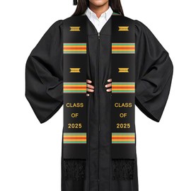 Graduation Kente Stole CLASS OF 2025 Graduation Ghanaian Style Black Sash African Graduation Stole for Adult College Unisex Grads Celebrate