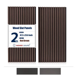 Wood Slat Wall Panels, Easy Installation, Durable Interior Accent Wall Decor, 3D Acoustic & Soundproof Fluted Panels for Office, Café, Bars, Restaurant & Home (Walnut), 2 Pcs, 47.2×23.6×0.87 inch