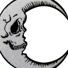 Luna Patch Grinning Skull Face Embroidered Moon Applique Iron On Sew On Emblem