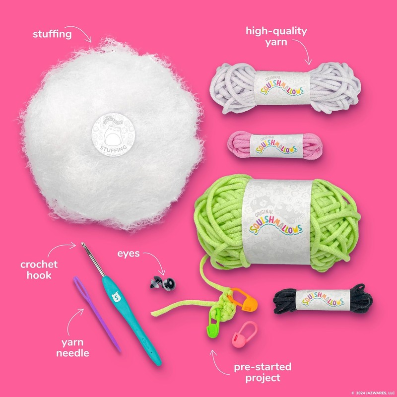 Squishmallow Original Wendy The Frog Crochet Kit, Includes Yarn, Crochet