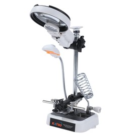 KATSU Soldering Magnifying Glass with LED Lamp Third Helping Hands 3.5X 5X 8X Magnifier Soldering Holding Devices with Alligator Clips for Assembly Repair Jewellery Craftwork 312108