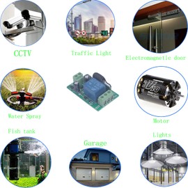 DC 12V 10A Relay Switch 1CH Wireless Remote Control Switch 433MHz Transmitter Receiver Momentary/Toggle Switch 12V Opener Garage Door keypad Universal Wireless ON Off (2* Control+2* Receiver)