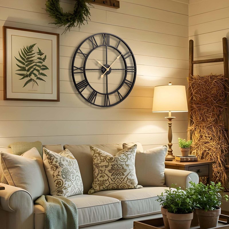 Vantic 32 Inch Large Wall Clock, Roman Numeral Metal Oversized