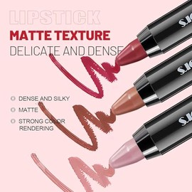 Lápiz de labios mate ultra chic,Crayón de labios rico en vitamina E,Color mate ligero sin secarse ni desvanecerse,Maquillaje de labios resistente al a