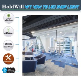 Greess 6 Pack 4FT T8 LED Shop Light Integrated Fixture Tube 40W High Output Clear 6000K