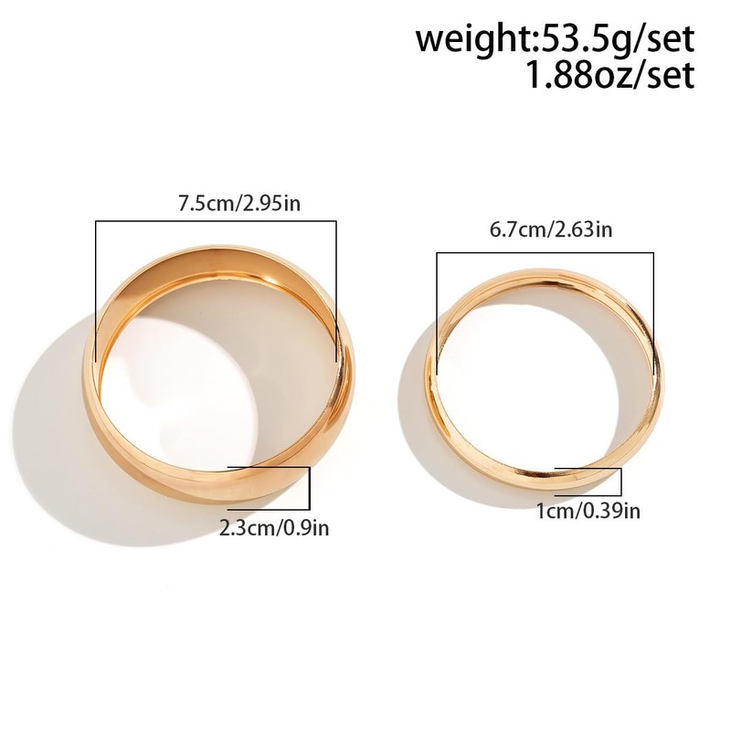 LKingel 2PCS Chunky Silver Bangle Bracelets for Women 18K Silver