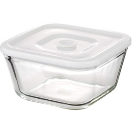 iwaki C3247HMMPW Heat-resistant Glass, Sealed Container, White, L, Width 6.1 x Depth 6.1 x Height 3.1 inches (15.5 x 15.5 x 8.0 cm), 24.7 fl oz (700 ml)