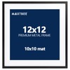 MAXTBEE 12x12 Picture Metal Frame Black,Frame with Mat for 10x10,Premium