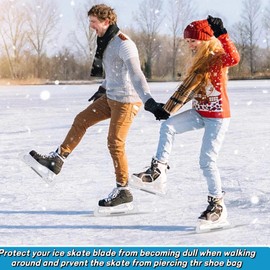 Blade Protectors Ice Skates 1 Pair Plastic Blade Protectors Ice Hockey Ice Skate Blade Guards Covers with Adjustable Spring