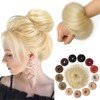 KISANOF Human Hair Bun Piece Natural Curly Bleach Blonde Tousled