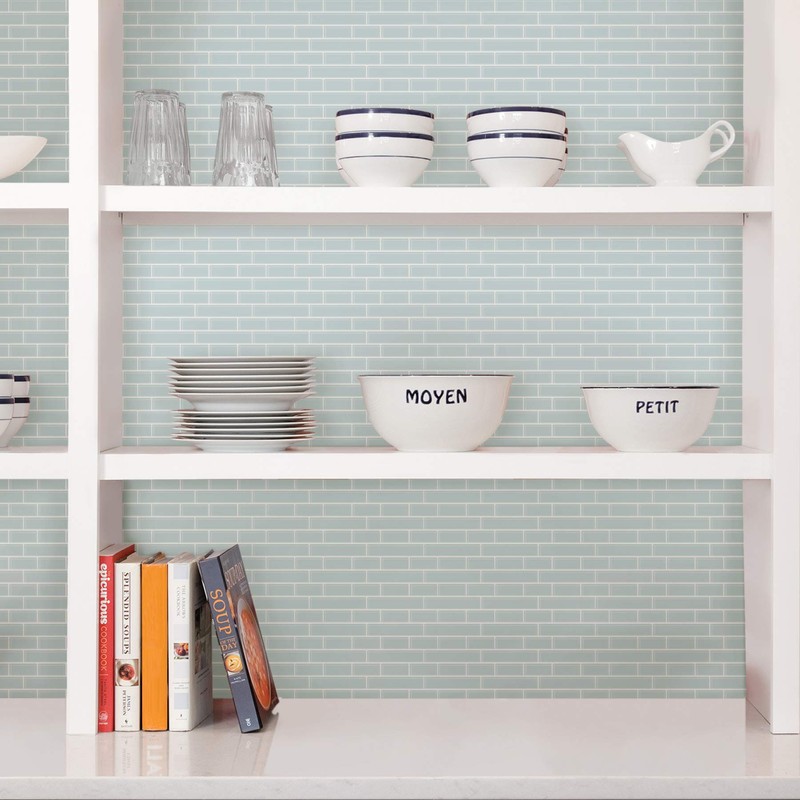 In Home NH2361 Sea Glass Peel & Stick Backsplash Tiles,