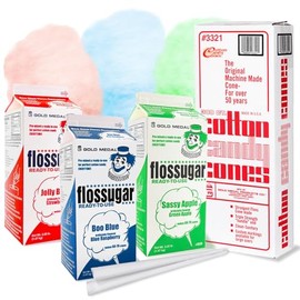 300 Cotton Candy Cones & Cotton Candy Sugar-52oz Floss-Three Pack-Choose Your Flavors