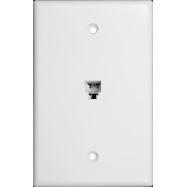 Morris 87011 Midsize Single RJ11 4 Conductor Phone Jack Wall Plate, White