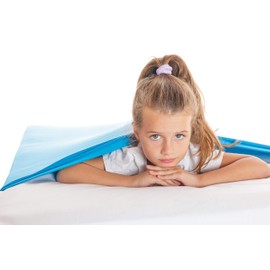Gafly - Manta de compresión sensorial para niños, niños pequeños y adultos, la mejor alternativa a las mantas con peso, sábanas frescas, elásticas y transpirables en azul claro y para cama de tamaño individual