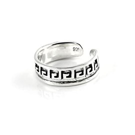 Sterling Silver 5mm Band Geometric Patterned Toe Ring/Rings/Adjustable